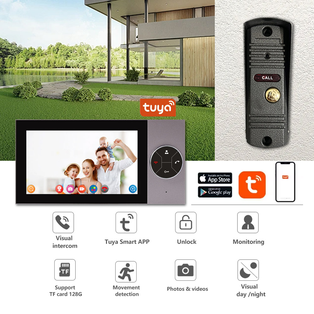 Wifi Doorbell Camera - หน้าจอ IPS 7 นิ้ว 2MP 1080P