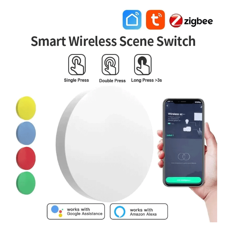 Smart Home Google Assistant - ทูยา ซิกบีปุ่มไร้สายอัจฉริยะ สวิตช์ฉากต่างๆ ควบคุมผ่านแอป Smart Life