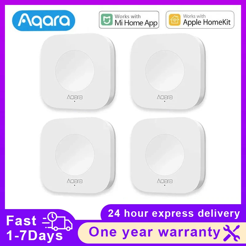 Smart Home Xiaomi Devices - Aqara สมาร์ทโฮมเซ็นเซอร์ไร้สายมินิสวิตช์แบบมินิปุ่มฮับการเชื่อมต่อระยะไกลที่สำคัญควบคุมด้วย Xiaomi Mijia Apple homekit