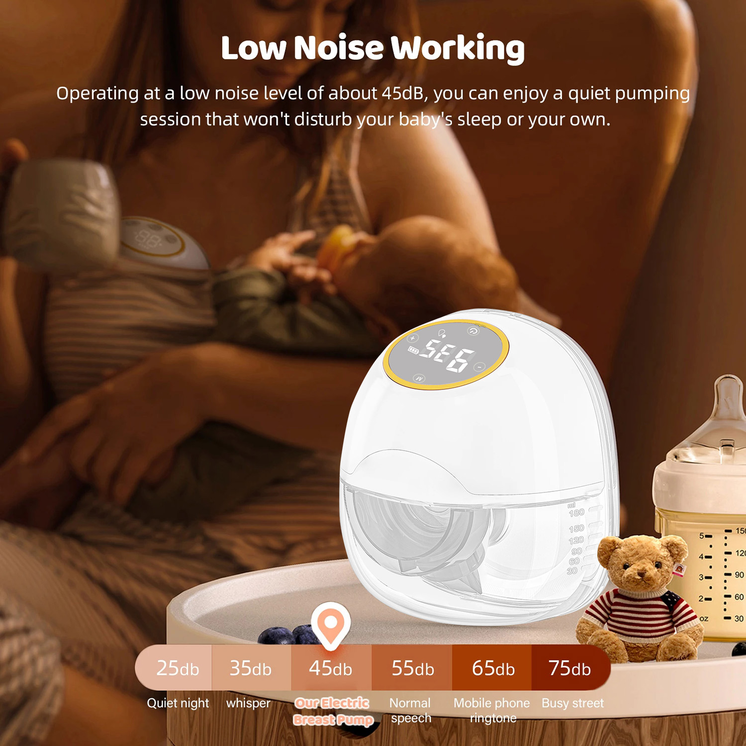 Smart Home Elements - เครื่องปั๊มนมไฟฟ้าแบบพกพา 1 ชิ้น แบบสวมใส่ได้ ปั๊มนมอัตโนมัติแบบไร้เสียง สำหรับเก็บน้ำนมแม่แบบแฮนด์ฟรี