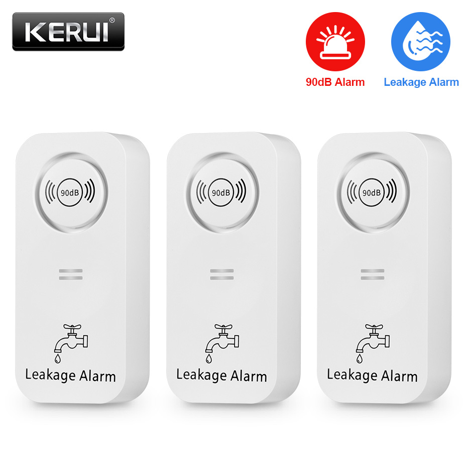 Wifi Water Leak Detector - Kerui เซ็นเซอร์วัดน้ำไร้สาย, 90dB เตือนเครื่องตรวจรอยรั่วน้ำตรวจสอบการรั่วไหลและหยดน้ำสำหรับห้องครัวห้องน้ำ