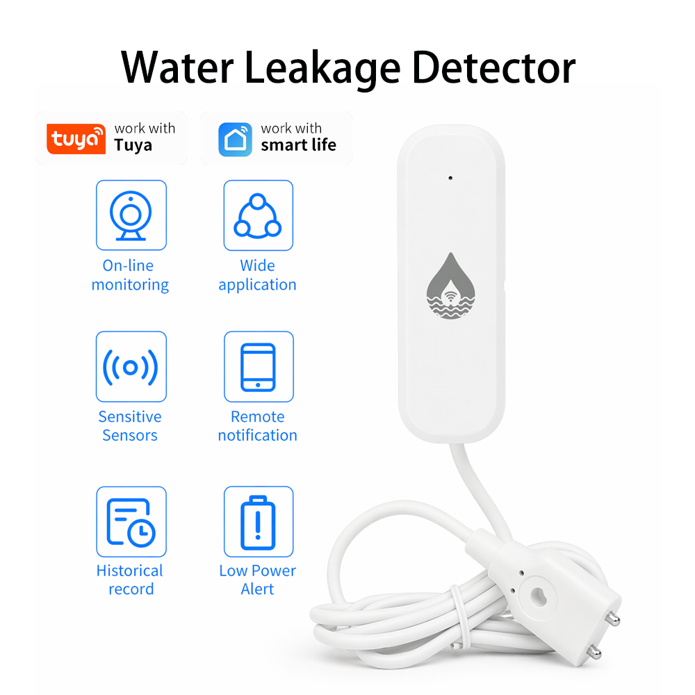 Wifi Water Leak Detector - YFK WiFi/Zigbee เซ็นเซอร์แจ้งเตือนการรั่วไหลของน้ำทูย่าอุปกรณ์อัจฉริยะ การตรวจสอบระดับน้ำ การแจ้งเตือนพลังงานต่ำ ระบบรักษาความปลอดภัยบ้านอัจฉริยะ