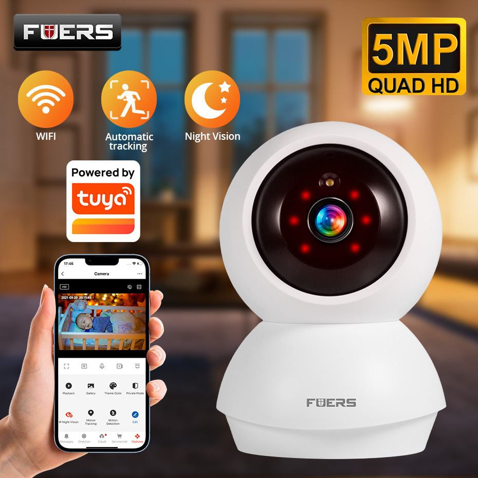 Smart Home Windows App - กล้องวงจรปิดไร้สาย Fuers 5MP WiFi สำหรับใช้ในบ้าน กล้อง