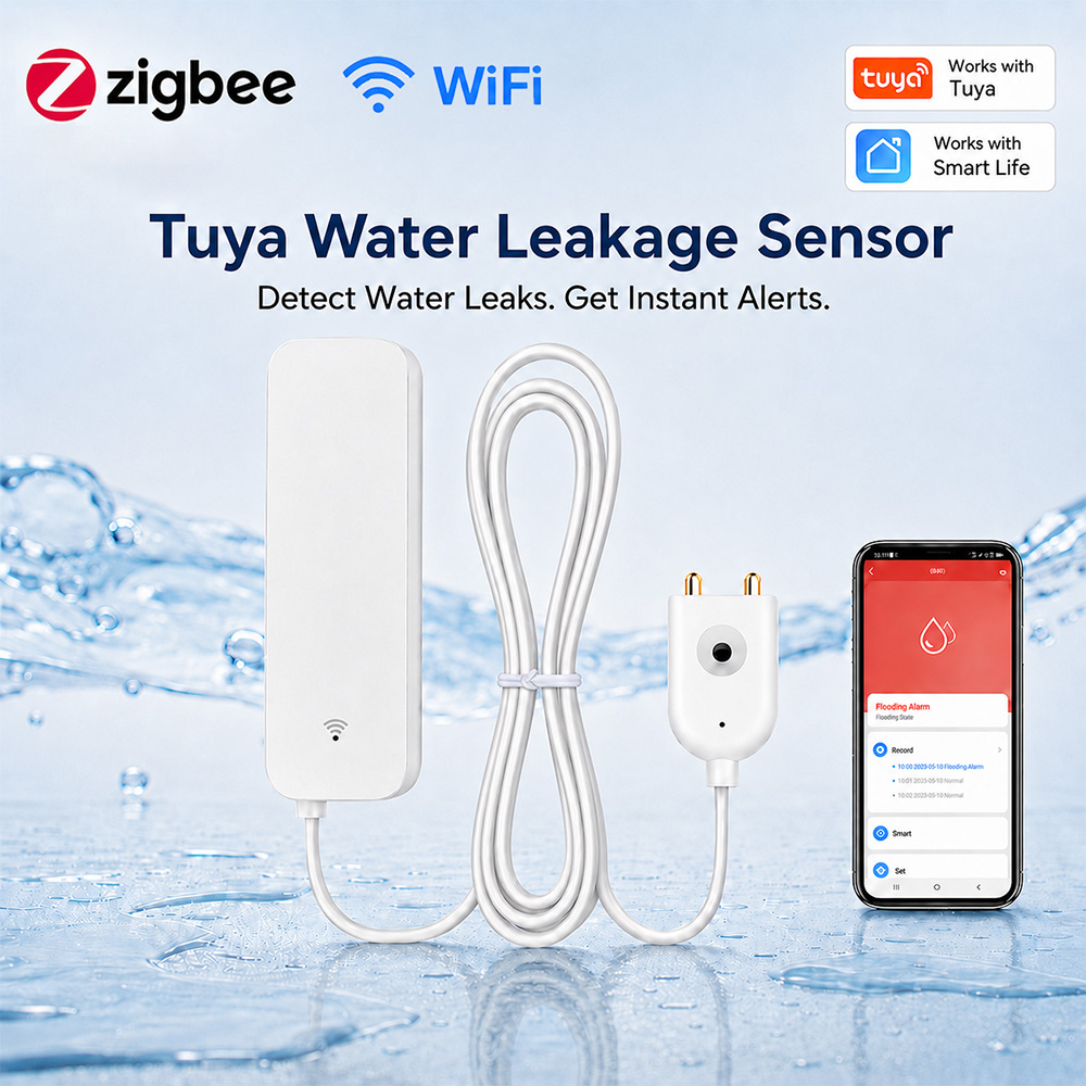 Wifi Water Leak Detector - เซ็นเซอร์ตรวจจับน้ำรั่วซึม ZigBee WiFi พร้อมระบบแจ้งเตือนน้ำท่วม ควบคุมผ่านแอป Tuya