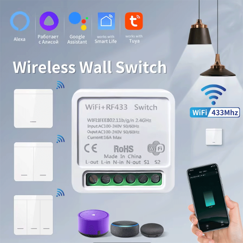 Smart Home For Living - สวิตช์ไฟอัจฉริยะ Tuya WiFi สมาร์ทโฮมไร้สาย RF 433mhz