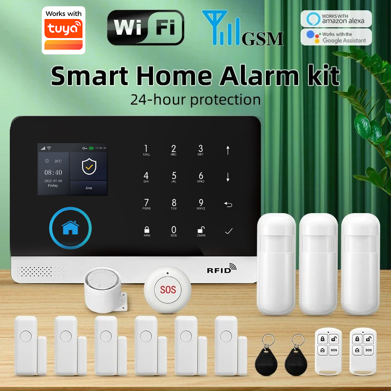 Smart Home Keyboard - PGST WIFI GSM ระบบเตือนภัยการรักษาความปลอดภัยบ้านอัจฉริยะทำงานร่วมกับแอพสมาร์ทไลฟ์สัญญาณกันขโมยบ้านสำนักงานอเล็กซ่ารีโมทคอนโทรล