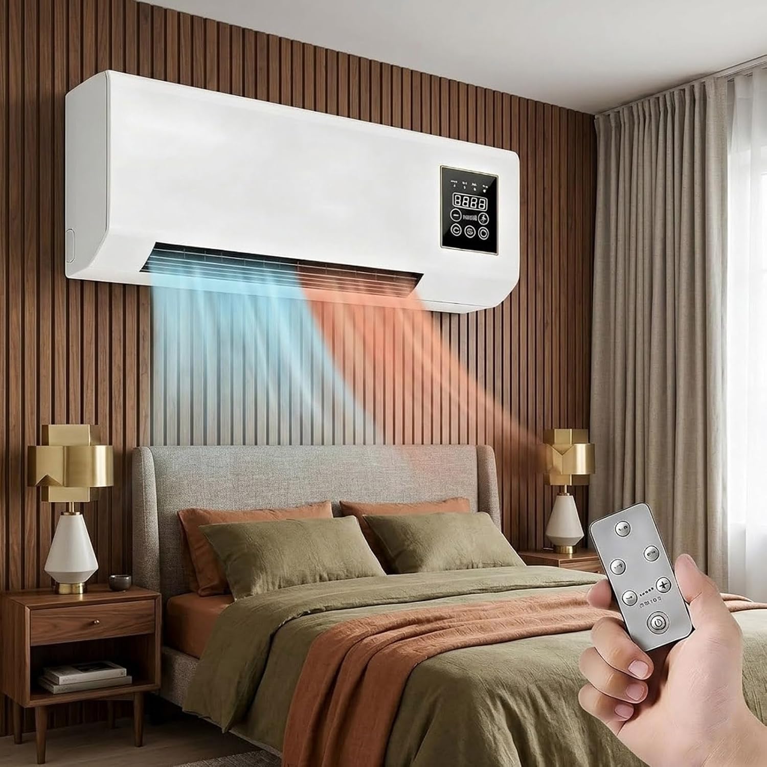 Smart Bathroom Fan - พัดลมแอร์ติดผนัง, เครื่องทำความร้อนและความเย็นแบบ 2-in-1, เครื่องทำความร้อน PTC กำลังไฟ