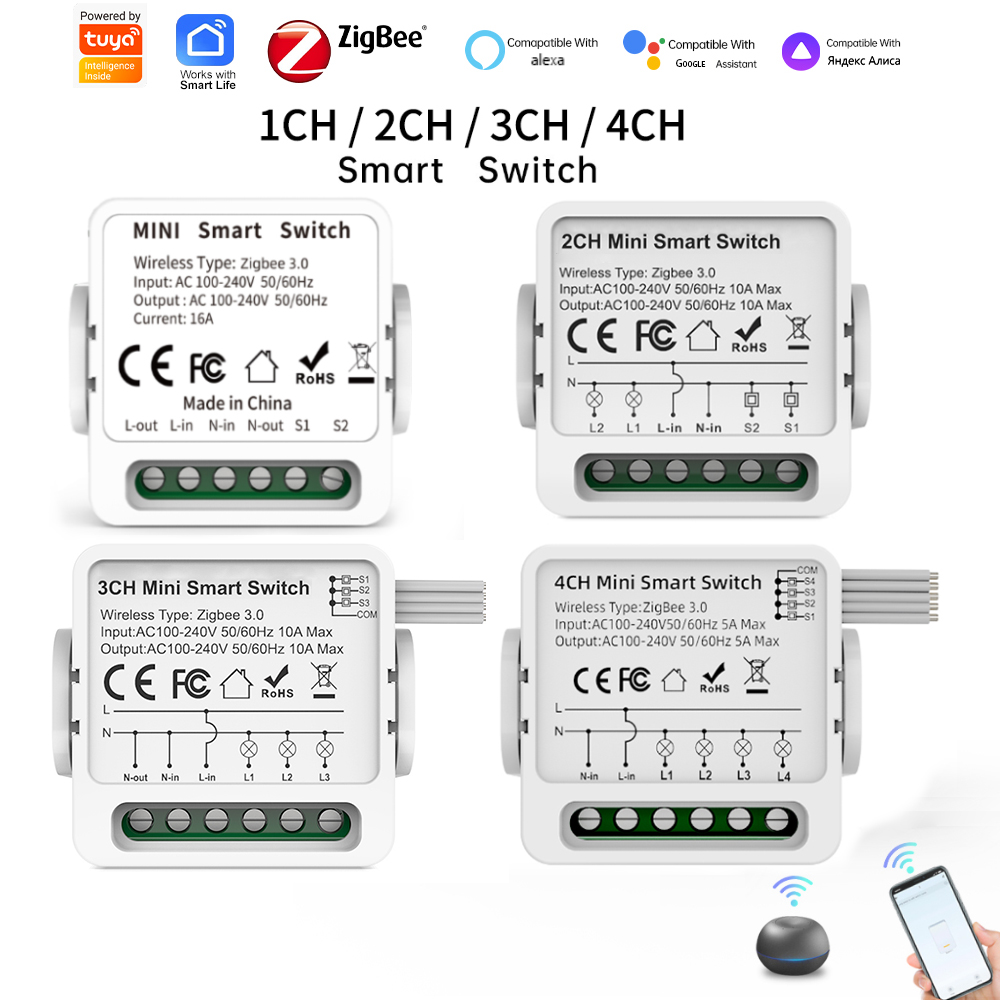 Smart Home For Living - สวิตช์อัจฉริยะ Tuya Zigbee 3.0 แบบ 1/2/3/4