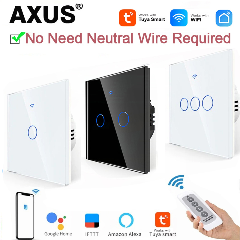 Smart Home For Living - AXUS EU WiFi สวิตช์ไฟอัจฉริยะไม่มีสายไฟแบบเป็นกลาง สวิตช์สัมผัส RF433