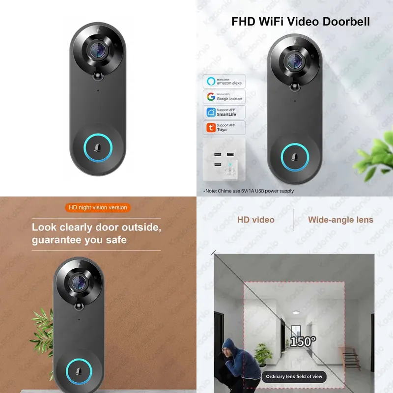 Wifi Doorbell Camera - กริ่งประตูวิดีโอ Kadonio 1080P WiFi พร้อมระบบตรวจจับความเคลื่อนไหว PIR
