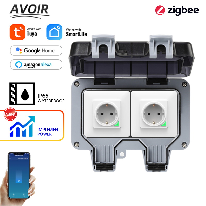 Smart Home Elements - Avoir Tuya Zigbee ซ็อกเก็ตไฟฟ้า IP66 กันน้ํากลางแจ้ง
