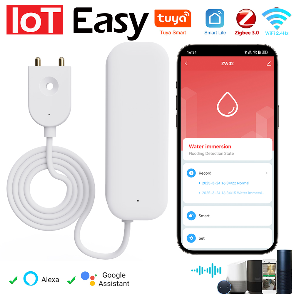 Wifi Water Leak Detector - Tuya WiFi ZigBee Water Sensor น้ํารั่วเครื่องตรวจจับน้ําท่วม