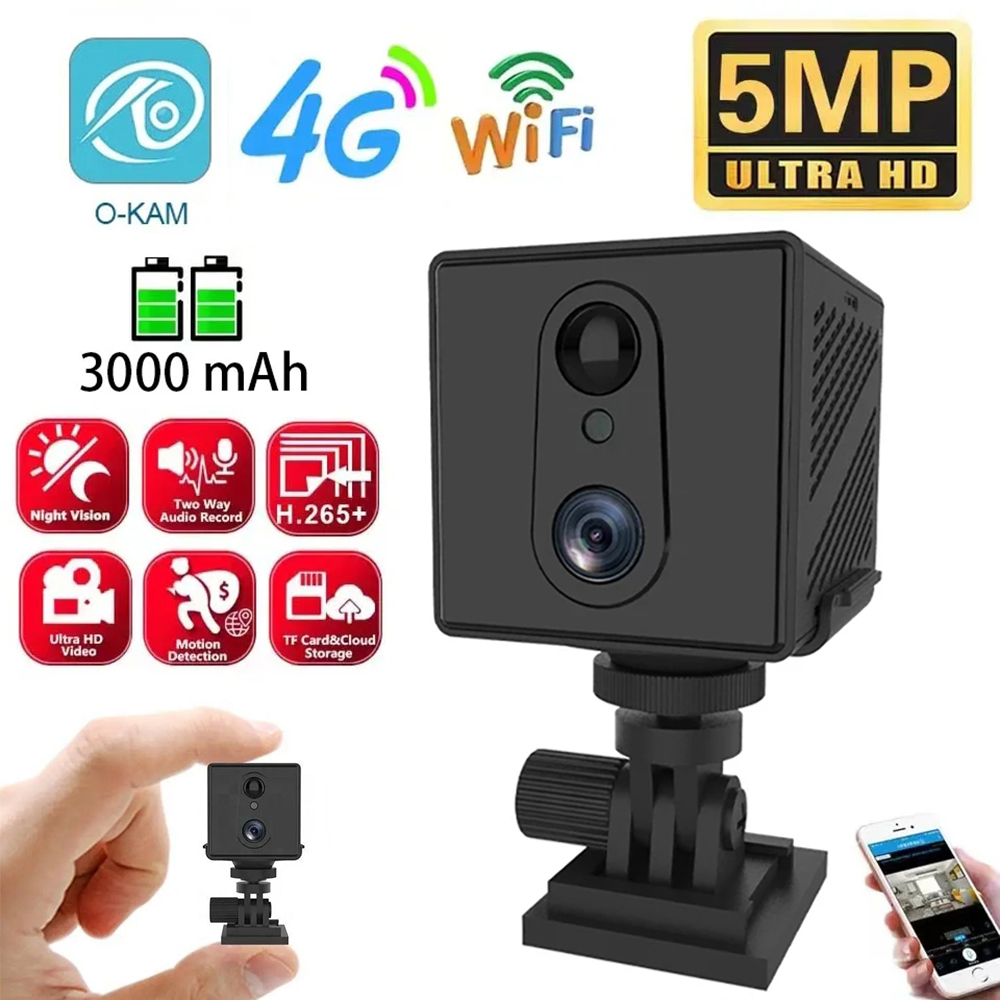 Smart Home Simulation - 5MP 4G ซิมการ์ดมินิกล้องในร่ม Night Vision การเฝ้าระวังความปลอดภัยการตรวจสอบแบบชาร์จไฟได้