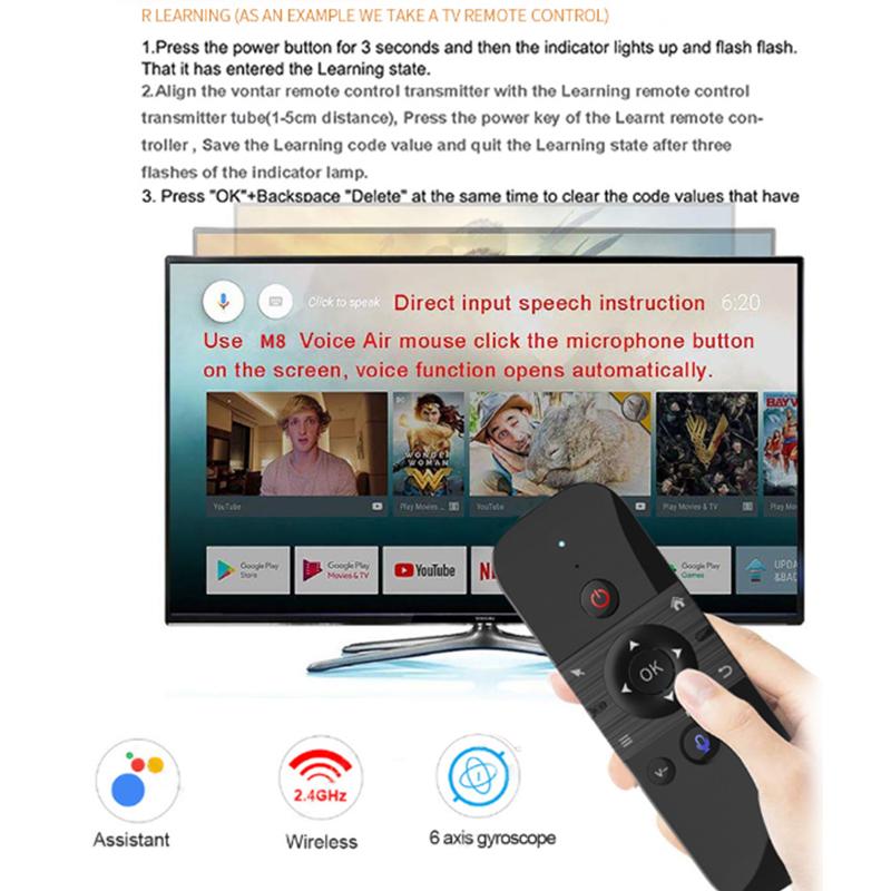 Smart Home Keyboard - รีโมทคอนโทรลแบบไร้สาย M8 Air Mouse พร้อมฟังก์ชันสั่งงานด้วยเสียง คีย์บอร์ดขนาดเล็กแบบพกพา
