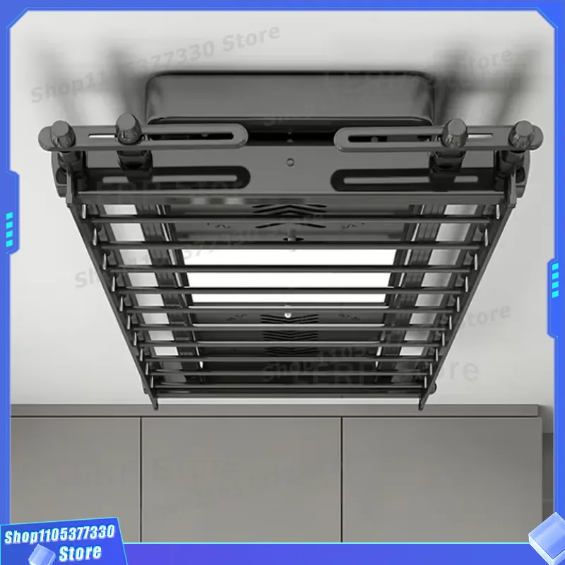 Smart Bathroom Fan - ราวตากผ้าไฟฟ้าอัจฉริยะพร้อมไฟ LED ระบบยกอัตโนมัติ เครื่องเป่าลมร้อนพร้อมพัดลมระบายอากาศหลายตัวสำหรับใช้ในห้องน้ำภายในบ้าน
