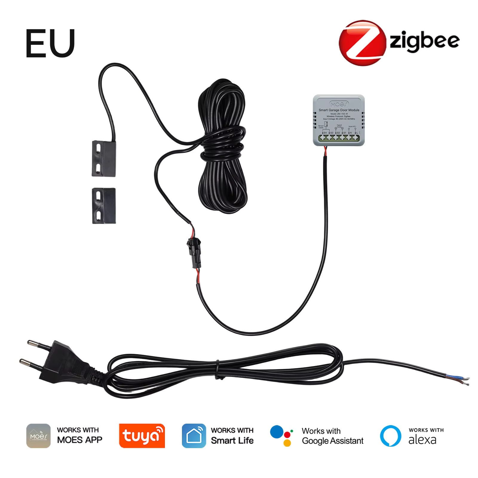 Smart Home Google Assistant - โมดูลควบคุมประตูโรงรถ MOES Zigbee ทำงานร่วมกับ Tuya/Smart Life