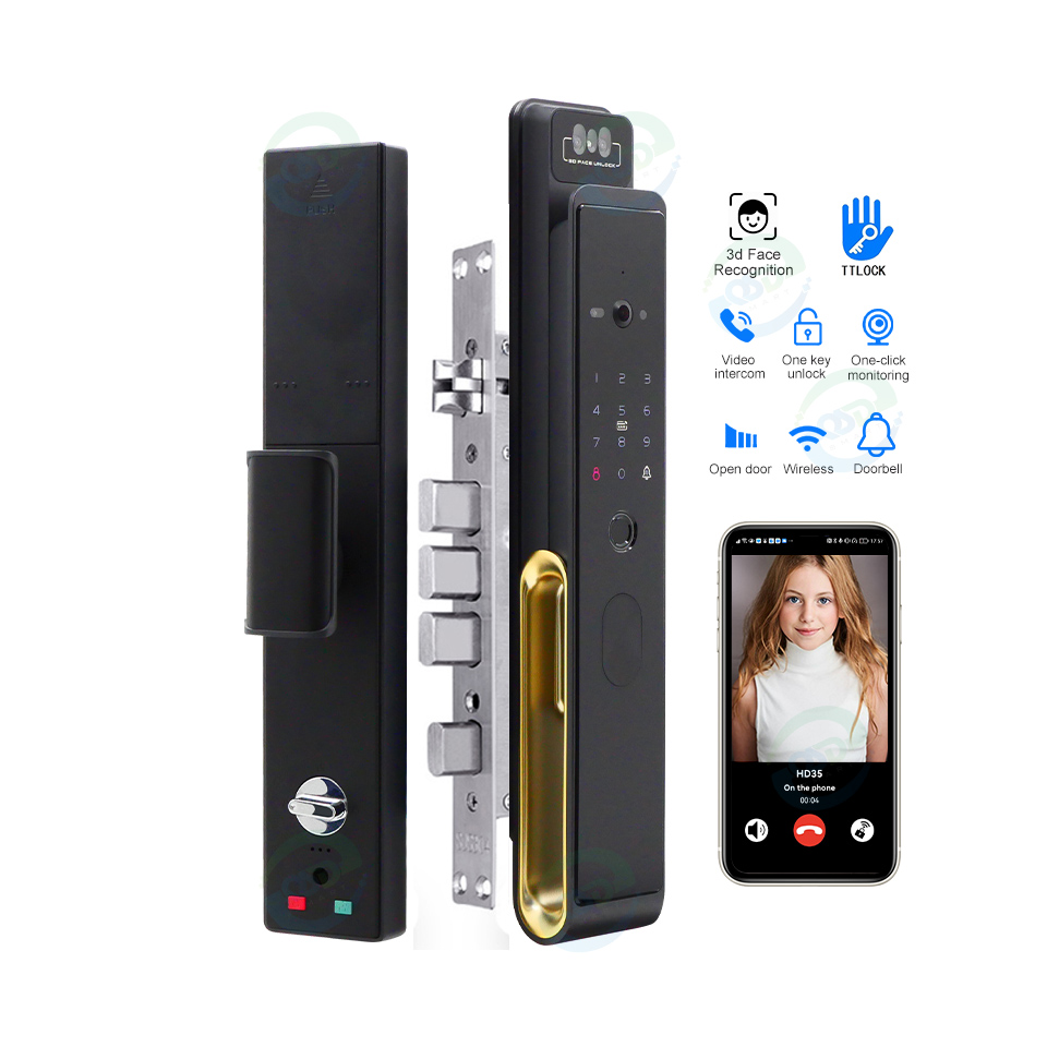 Wifi Doorbell Camera - ระบบอินเตอร์คอมวิดีโอ WiFi พร้อมกล้องวงจรปิด ระบบล็อคประตูด้วยลายนิ้วมือดิจิตอล ตรวจสอบแบบเรียลไทม์ ระบบจดจำใบหน้า