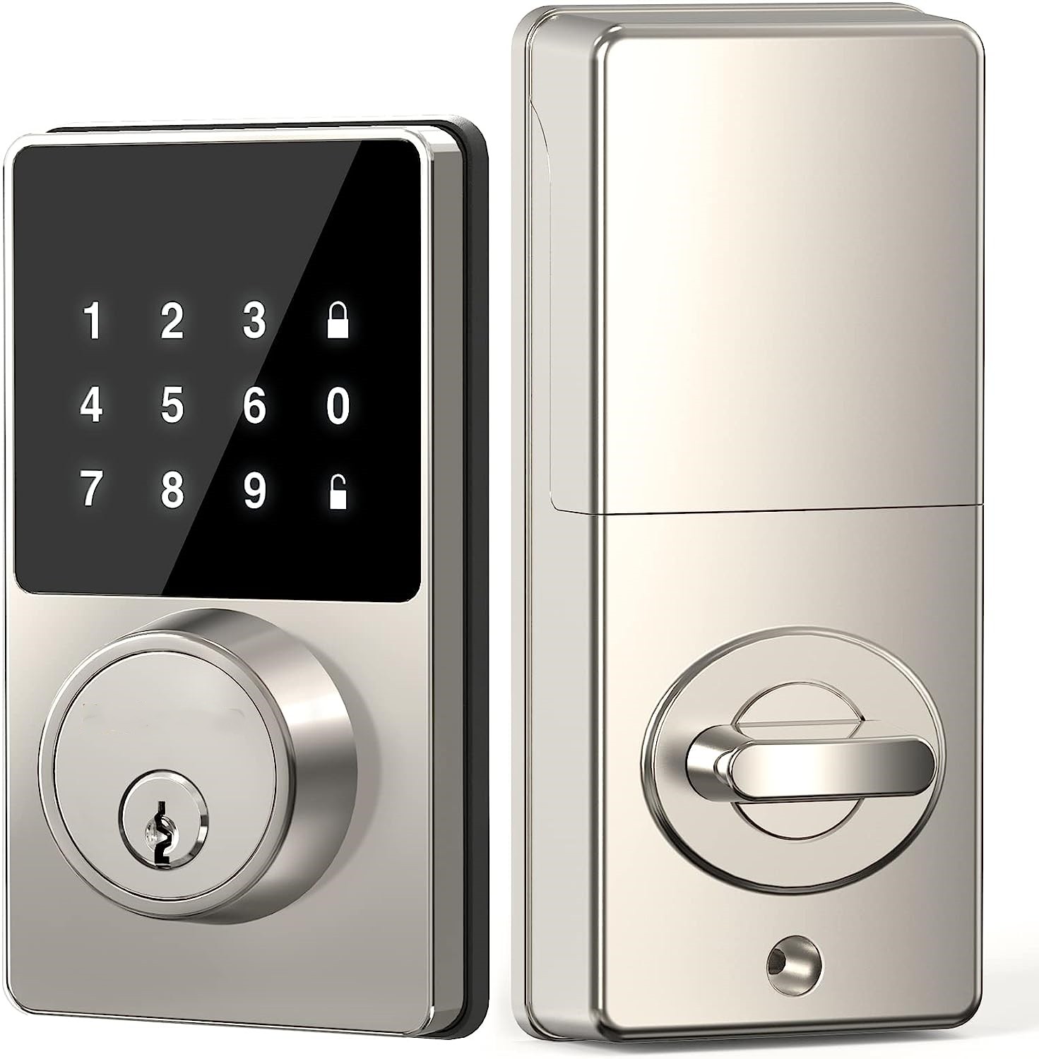 Smart Home Lock - สมาร์ทล็อคพร้อมรหัสผ่าน, ล็อคประตูแบบไม่ใช้กุญแจพร้อมแป้นพิมพ์แบบสัมผัส, ติดตั้งง่าย, ปลดล็อคผ่านแอป, รองรับรหัสผู้ใช้ได้ 50