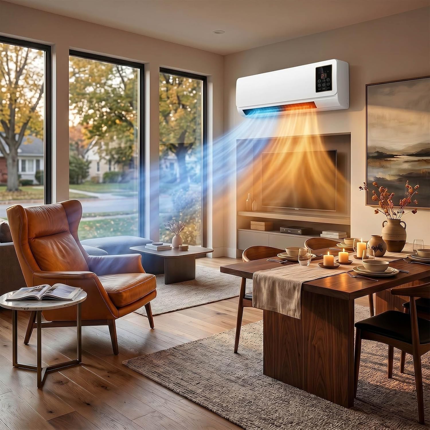 Smart Bathroom Fan - เครื่องปรับอากาศติดผนังพร้อมพัดลมและเครื่องทำความร้อนแบบ 2-in-1 อัจฉริยะ ไม่มีท่อระบายอากาศ พร้อมรีโมท ตั้งเวลาได้