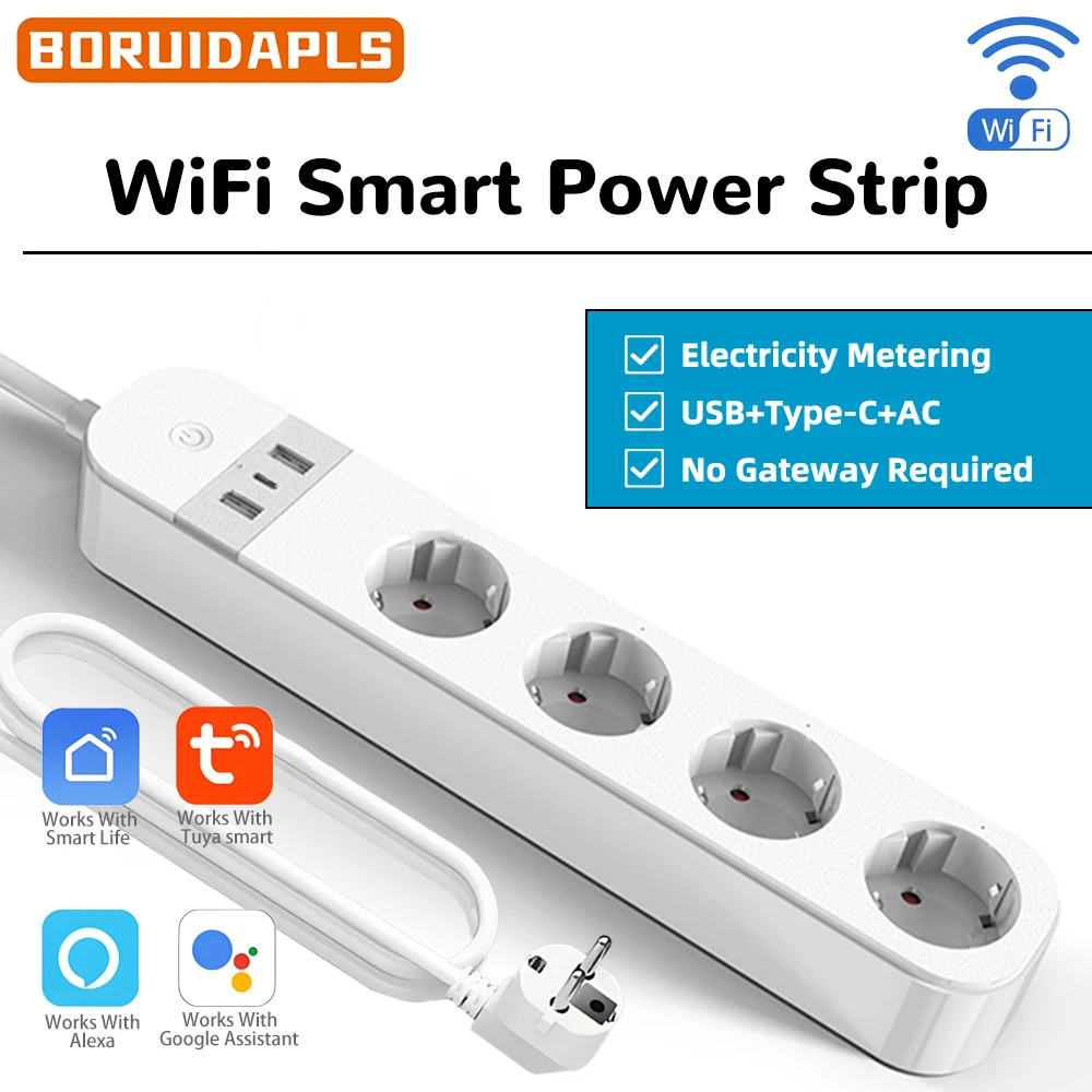 Smart Home Elements - ปลั๊กไฟอัจฉริยะ BORUIDAPLS แบบ EU พร้อม USB