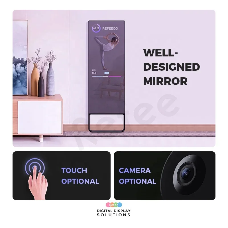 กระจกแสดงผลอิเล็กทรอนิกส์ขนาดใ - Smart Home Gym Mirror บทวิจารณ์และราคา