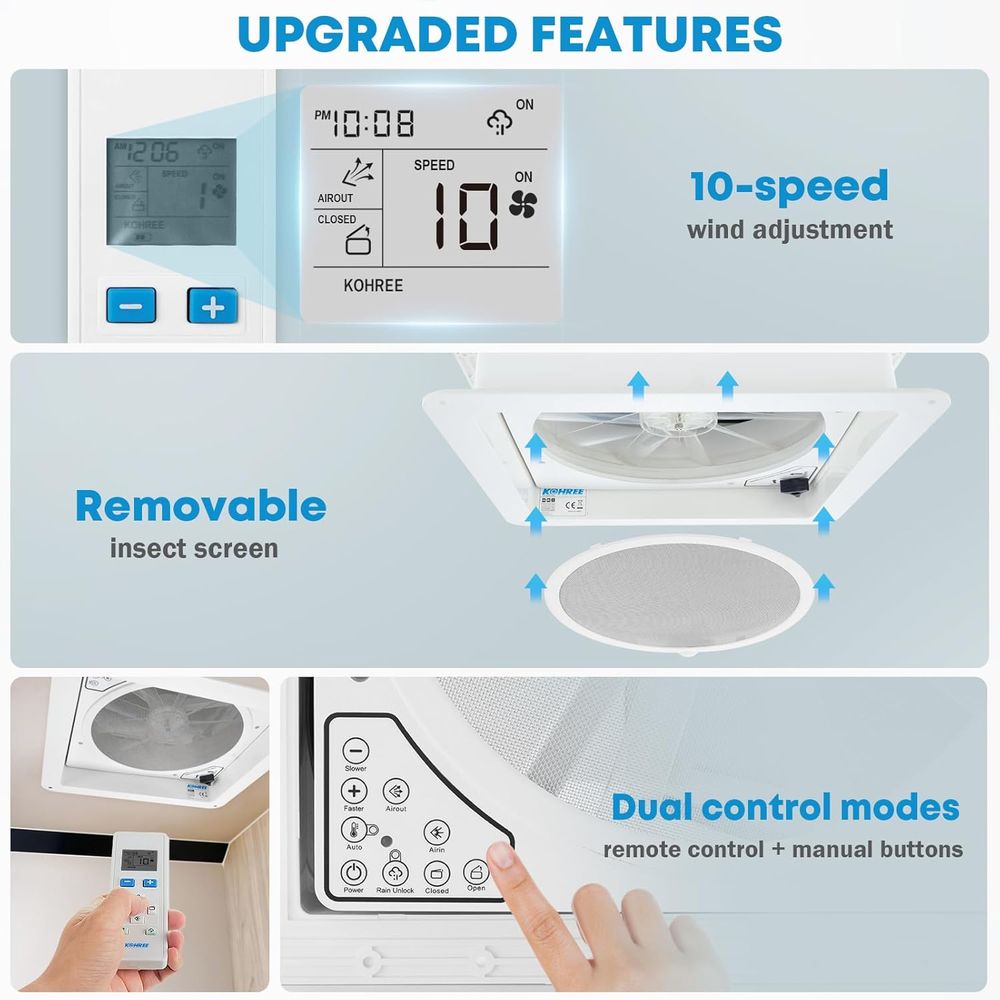 พัดลมระบายอากาศ RV ขนาด 14 นิ้ - Smart Bathroom Fan บทวิจารณ์และราคา