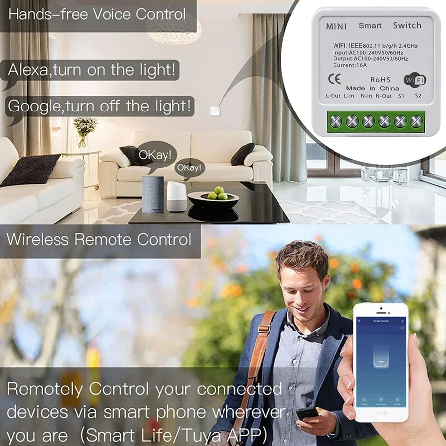 โมดูลสวิตช์อัจฉริยะ Tuya WiFi  - Smart Home Google Assistant บทวิจารณ์และราคา
