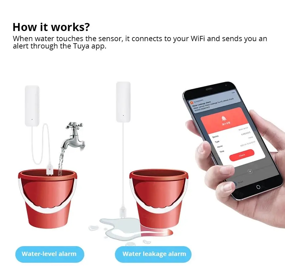Tuya เซ็นเซอร์น้ำรั่ว, มีไวไฟอ - Wifi Water Leak Detector บทวิจารณ์และราคา